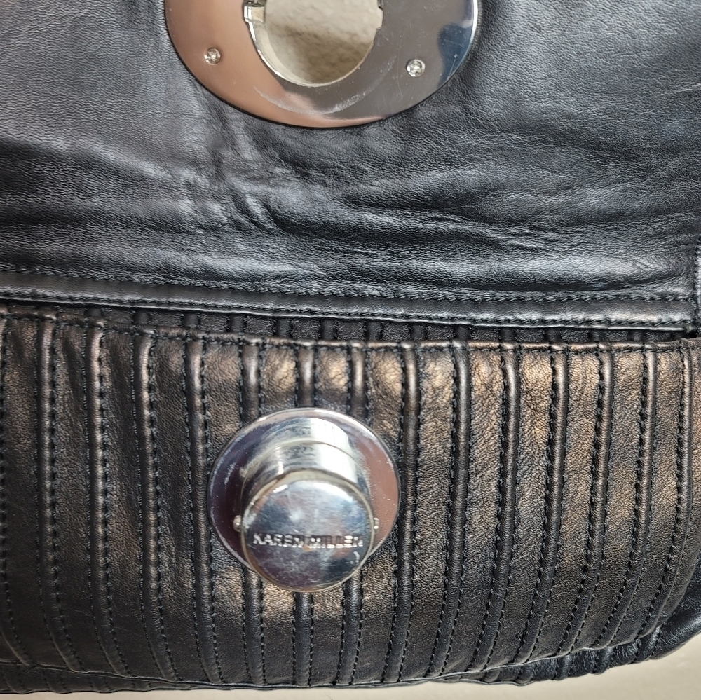 Karen Millen Luxury Leather Handbag Double Handle Black MINT Large - Picture 7 of 13